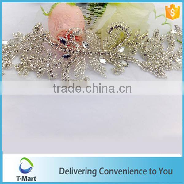 embroidery crystal rhinestone applique for weeding dress