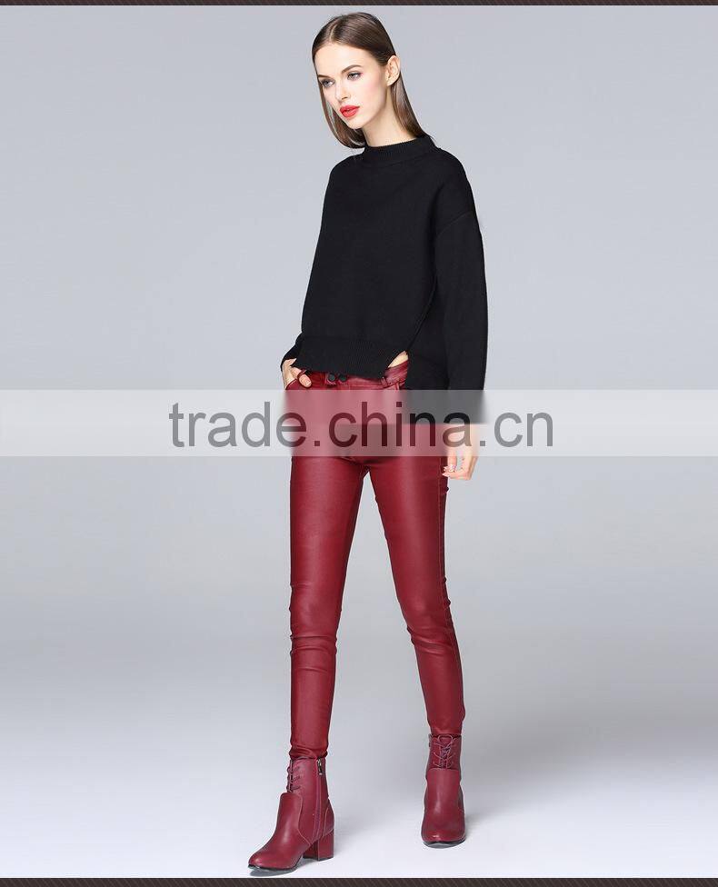 Korea design long sleeve pullover wool sweater design for girls