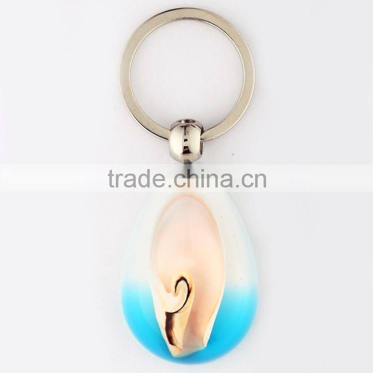 2016 Hot selling keychain with real sealife peacock shell