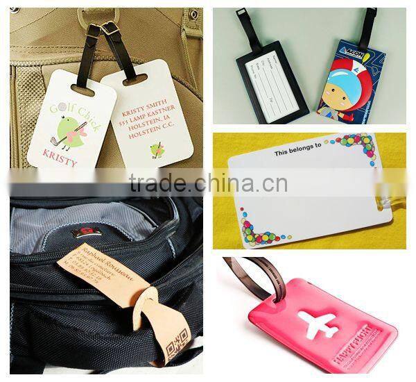 Embossed leather luggage tag