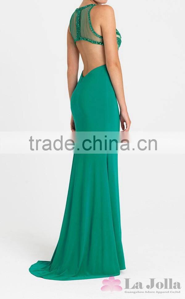 New style Embroidery Seqins Gorgeous crystal V neck women sexy formal dress