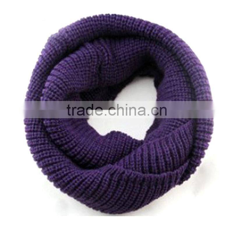 Hot Selling Fashion Women Plain Circle Loop Wool Knitted Scarf