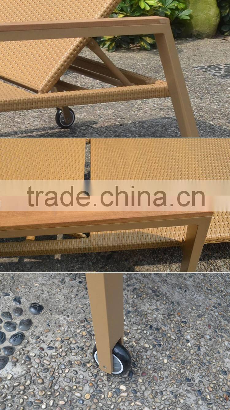 Wicker Teak Handrails With Wheels Rattan Product Modern Outdoor Lounge Chair