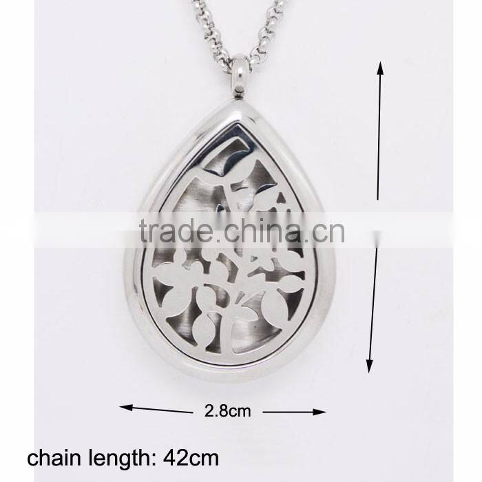 very cheap tree of life drop stainless steel diffuser necklace