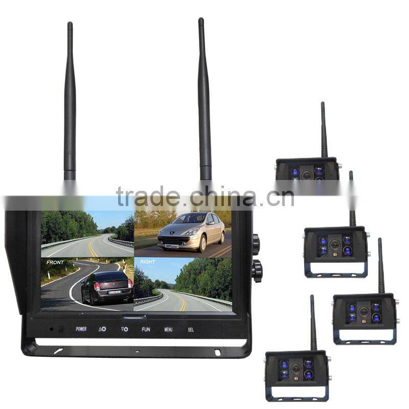 2.4G Digital Wireless 4CH Quad ,Split Display 9inch Night Vision Reversing Camera Kits with Waterproof Outdoor Camera