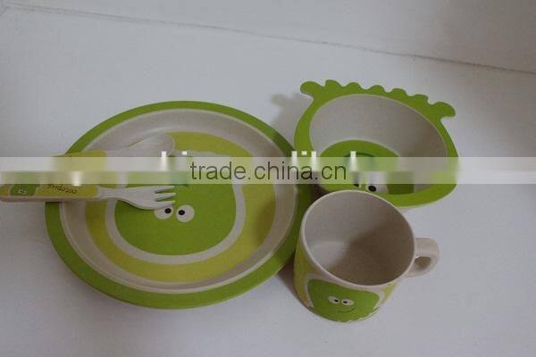 2015 hot selling natural melamine dinner set bamboo fibre kids dinner set