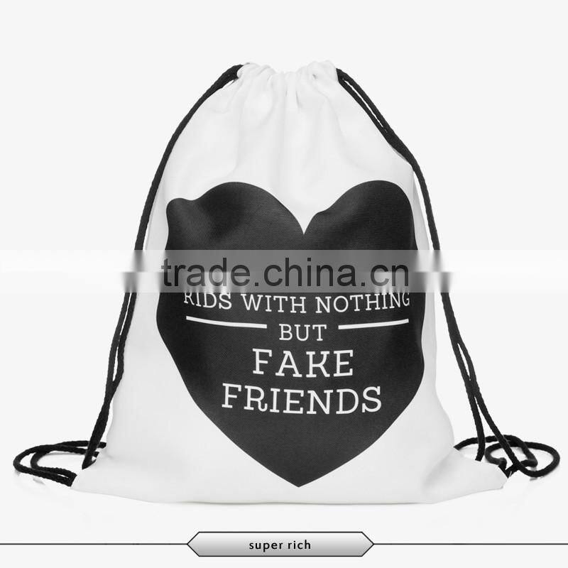 Custom made fashion cute drawstring backpack 2015