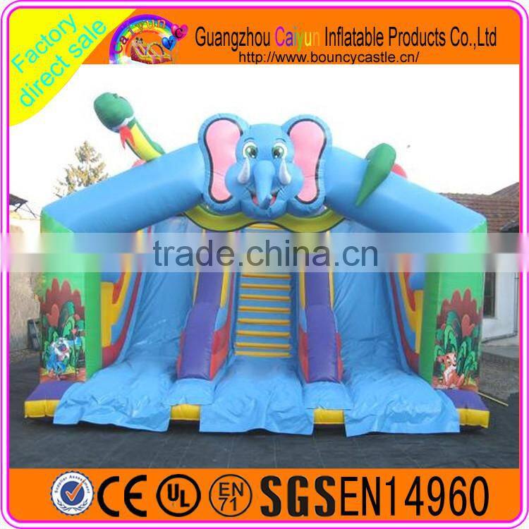 Elephant design inflatable plastic dry slide for sales