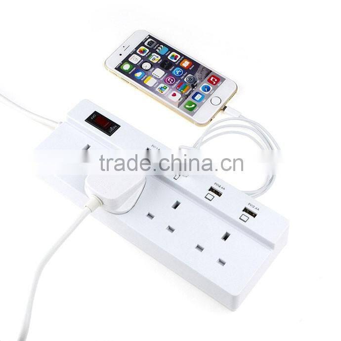 uk type 3 pin plug multi usb extension socket 4 power outlet 100v -250v 1.8m cord