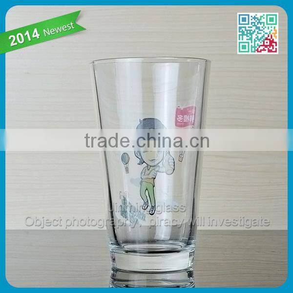 14OZ Orange Juice Glass Cup Pint New Design Glass Drinking Juice Pint Cup Beverage Glasses Kids Drinking Cup Glasses