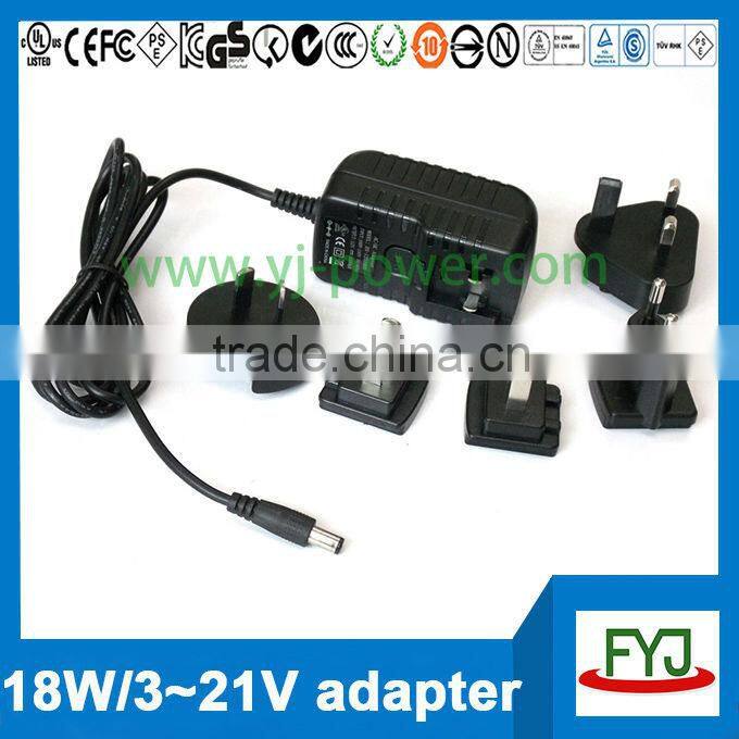 16.8v 18v 500ma dc power adapter with eu us au uk plug