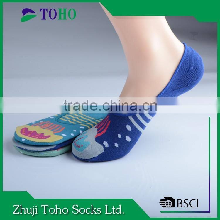 Anti-Bacterial cotton pattern knitting invisible socks for footwear