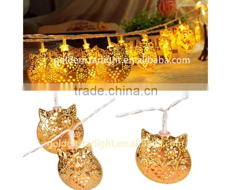 12 Solar Powered Christmas Holiday Led Owl Golden Outdoor String Lighting