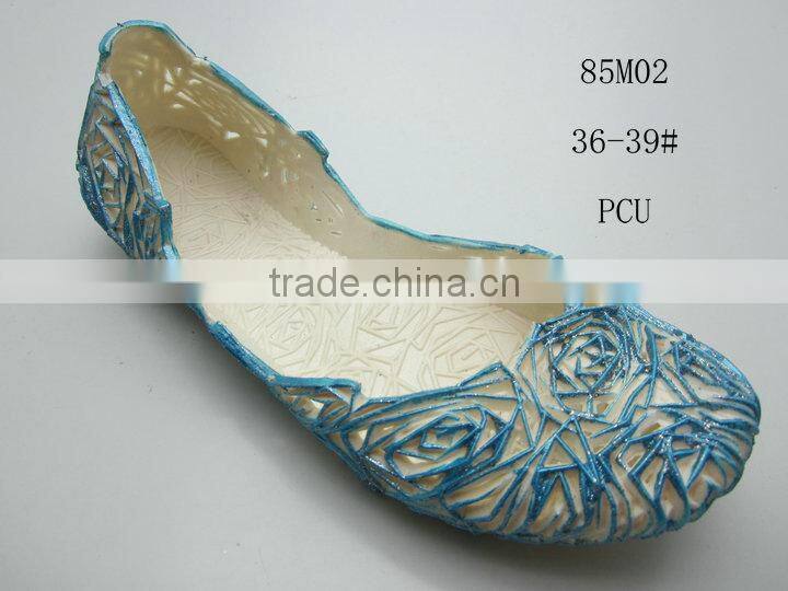 Hot Selling and Fashion PCU Women Slippers with Flower for Summer 2014