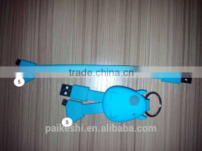High quality traveling gift ox head shape silicon 2 in 1 USB cables