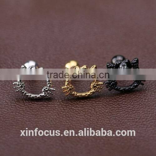Cat shape Ear Cartilage Cuff Helix Tragus Stud Earring Barbell Piercing