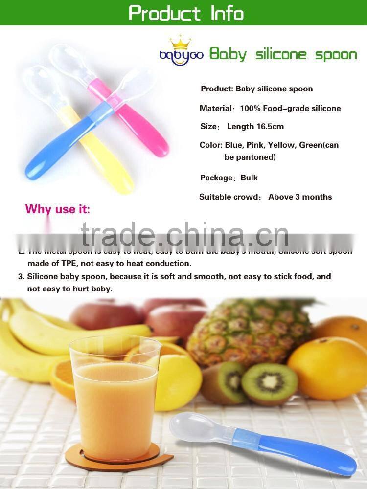 High Quality silicone spoon unbreakable flexible Silicone Baby Spoon