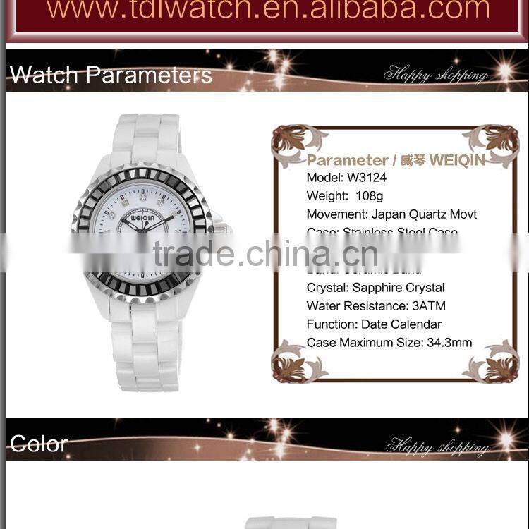 Luxury Womens Sapphire Glass Watch With Pink Zircon in Bezel