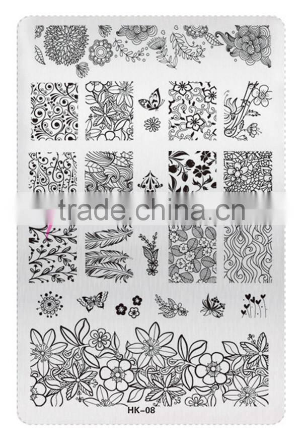 New style HK 02 flower and arrows design nail art stainless plate