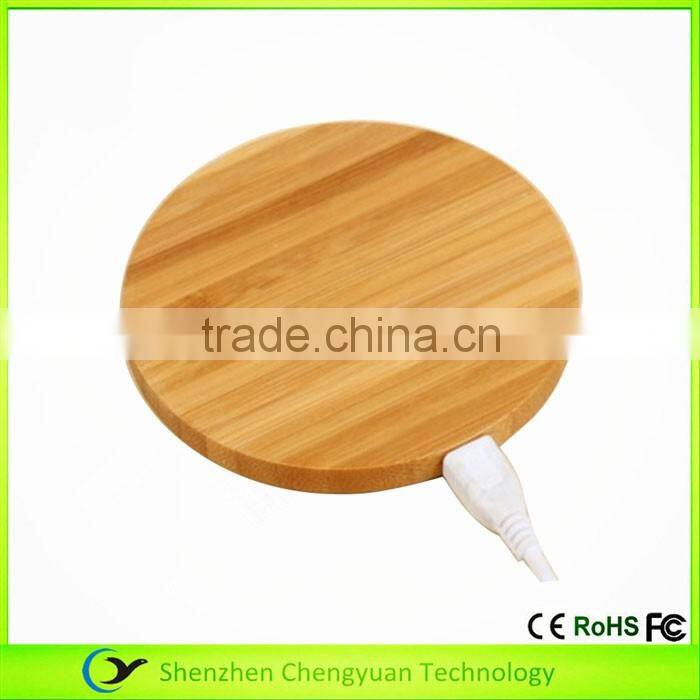 round bamboo wood wireless charger for Samsung Galaxy S7/S7 Edge Qi Wireless Phone Charger