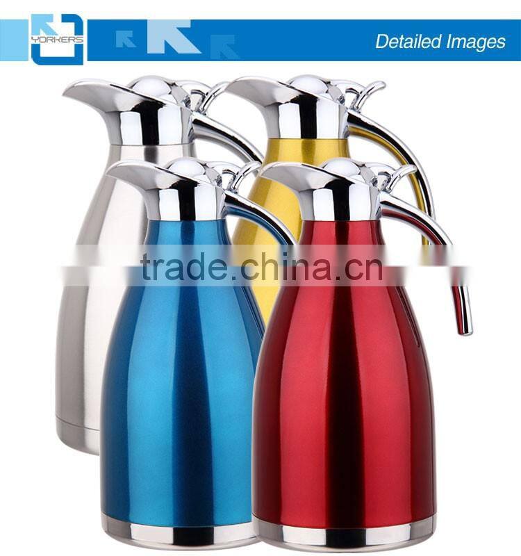 hot sale double wall 1.0L/1.5L/2.0L stainless steel thermos tea coffee pot