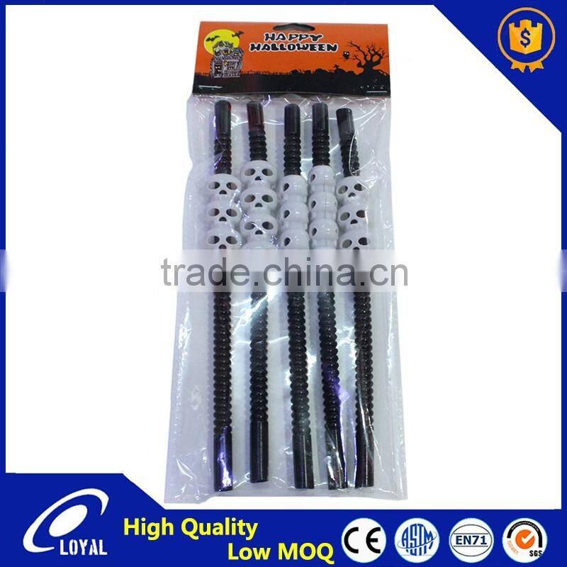 Halloween Skull Drinking Straw Crazy Plastic Flexible Drinking Straws With Skull