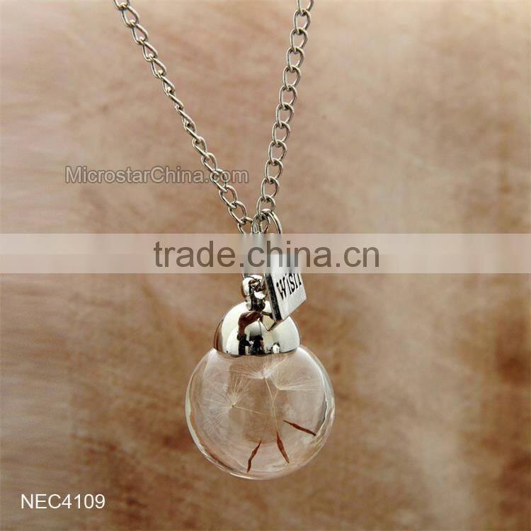 DIY Glass Bottle Pendant Necklace Dandelion Seed Necklace