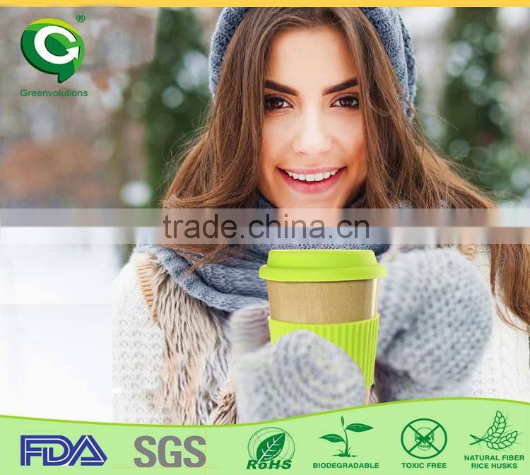 Biodegradable big size rice husk paper fiber coffee cup