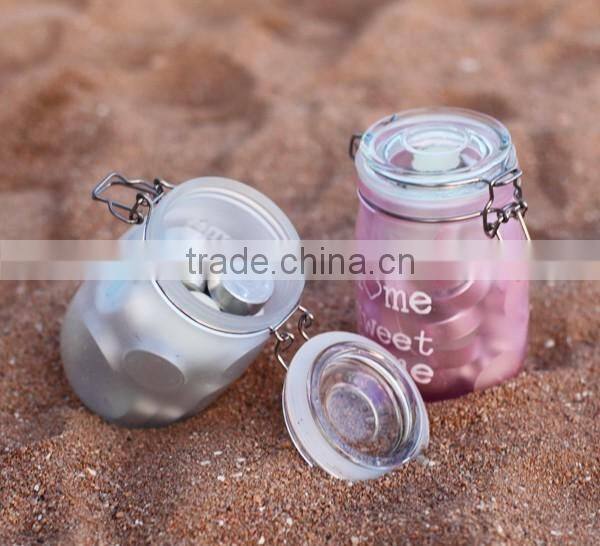 foodgrade transparent colorful storage glass jars with hinged lid