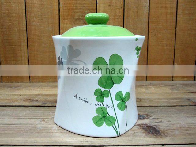 Wholesale Flower Embossed Ceramic Kitchen Food Storage Containers with Lid