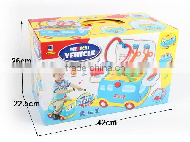 New product 2 in 1 sliding ride on car small doctor cart toy with light and music