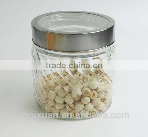 Beautiful Glass Storage Container with See-Through Metal Cover