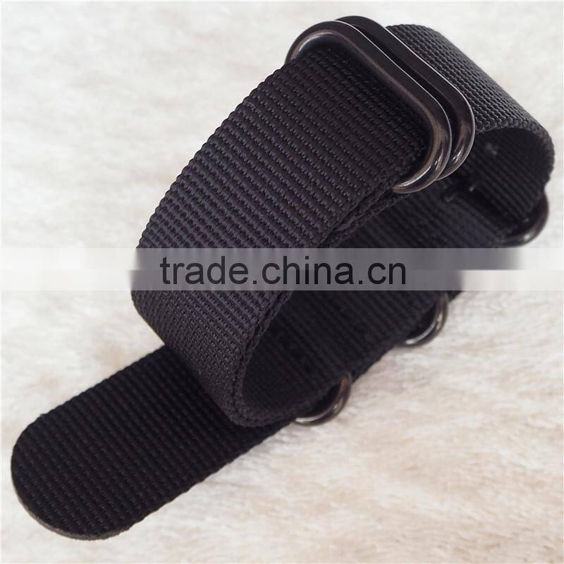 18 20 22 24mm 5 Rings PVD Black Zulu Watch Band