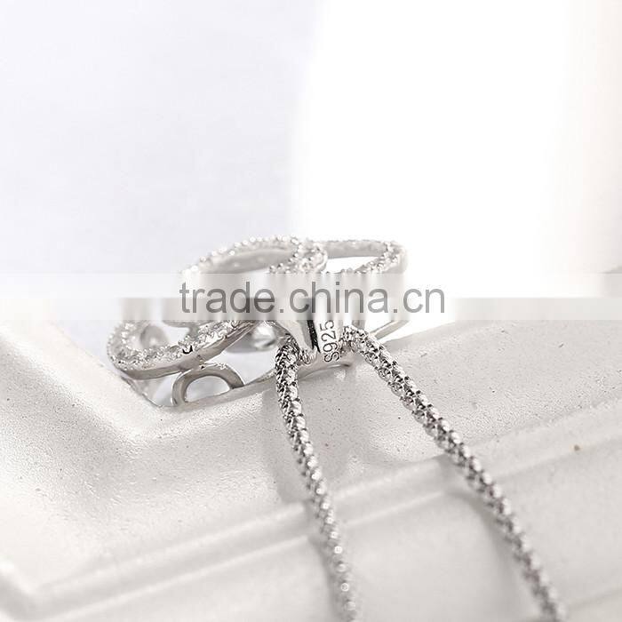 Silver Dancing Stone Heart Shape Pendant Necklace Jewelry