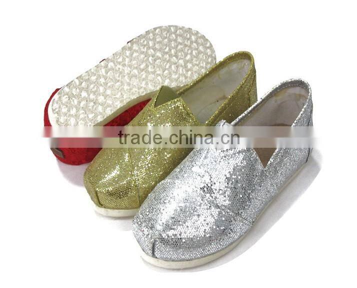 beautiful latest ladies golden casual shoes with paillette shining upper