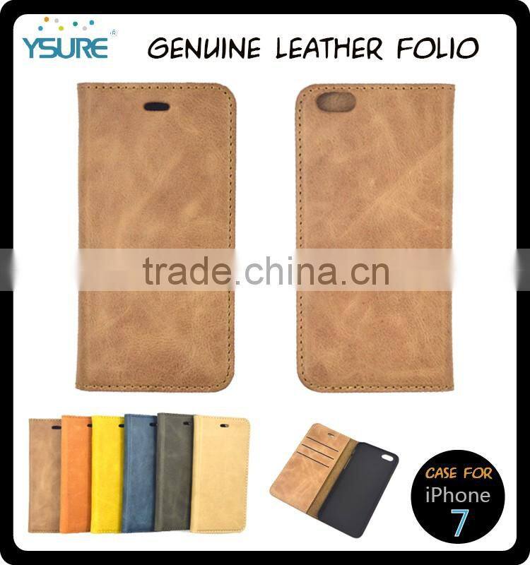 New For iPhone 7 Genuine Leather Case , For iPhone 7 Folio Case , For iPhone 7 Wallet Case