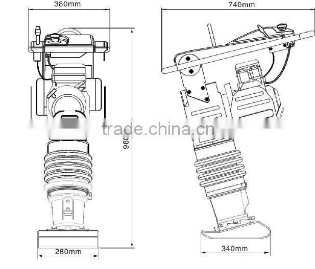 German bellows vibrating rammer compactor, tamping rammer parts
