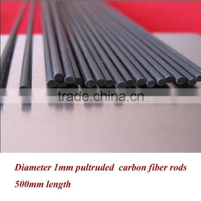 1.3mm OD plutruded solid carbon fiber FRP round rods for industial using