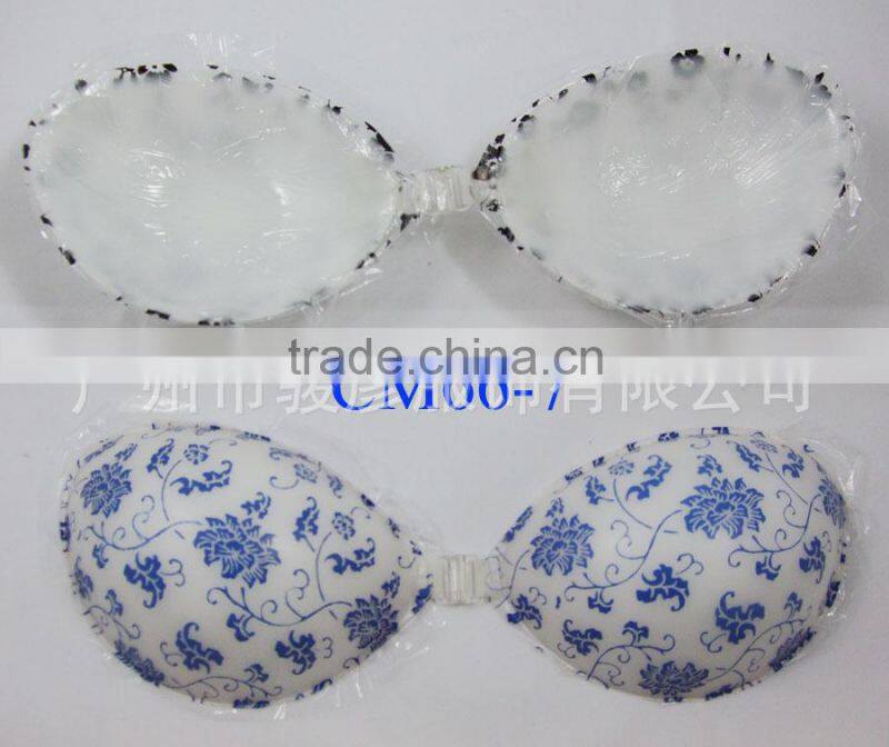 2014HOT blue and white porcelain silicone gel bra women silicone Invisible Bra