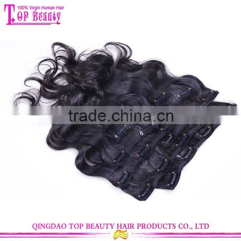 2016 Cheap factory price hot sale!!! double weft full head full cuticle clip in hair extension