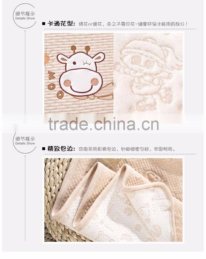2016 new design air layer embroidery colored cotton knitted baby blanket
