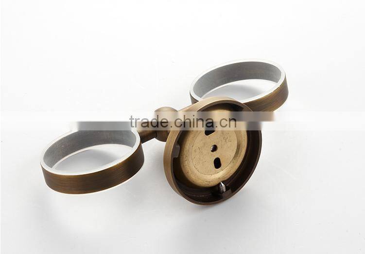 bathroom pruducts furface antique bronze and brass double tumbler holder