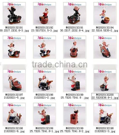 Factory Produce Resin Chef Antique Wine Rack For Artificial Craft