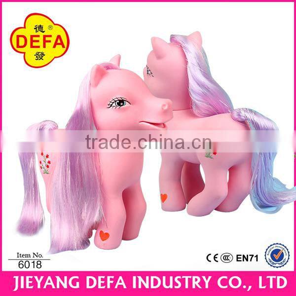 Mini plastic horse doll toy with hair