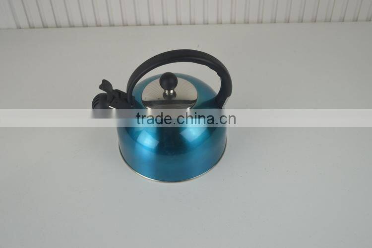 blue color coating water whistling kettle