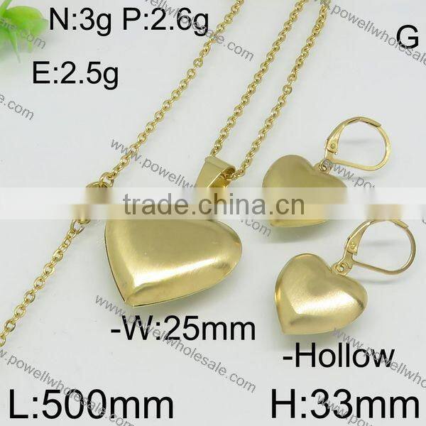 Hot styles stainless steel gold filled jewelry set from china