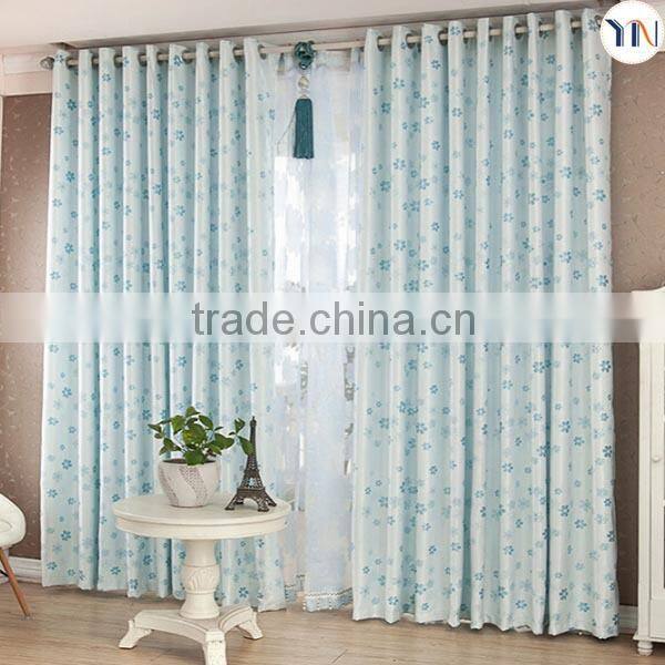 Bright blue floral jacquard blackout curtain fabric for window curtain, jacquard sheer curtain, curtain manufacturer