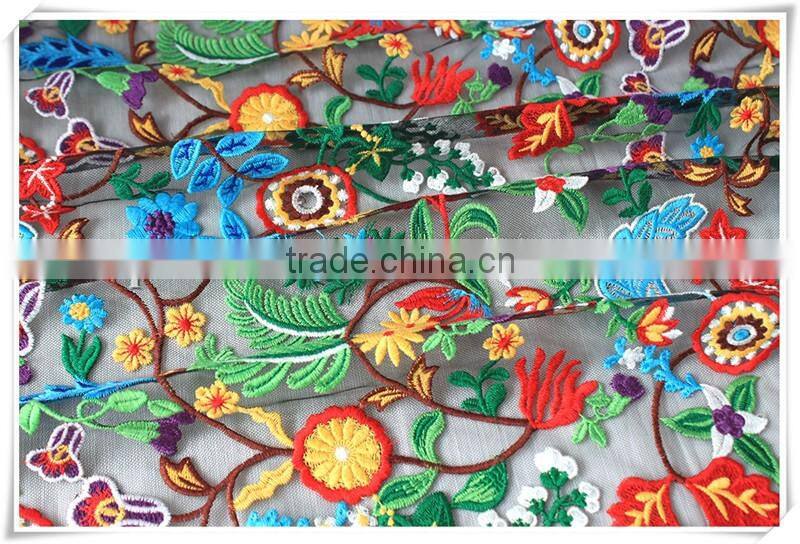 New arrival Ethnic Fashion Allover colorful african embroidered fabric for clothing