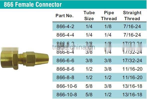866 Female Connector,Air Brake Fittings for Copper Tube,Brass valve