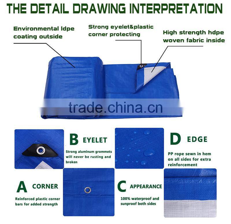 Waterproof PE ready-made tarpaulin with aluminic eyelets/tarpaulin covers
